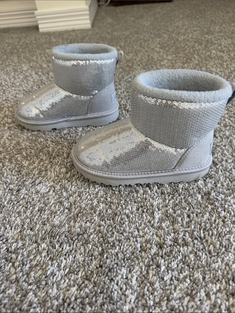 UGG Kids Silver Sequin Short Boots